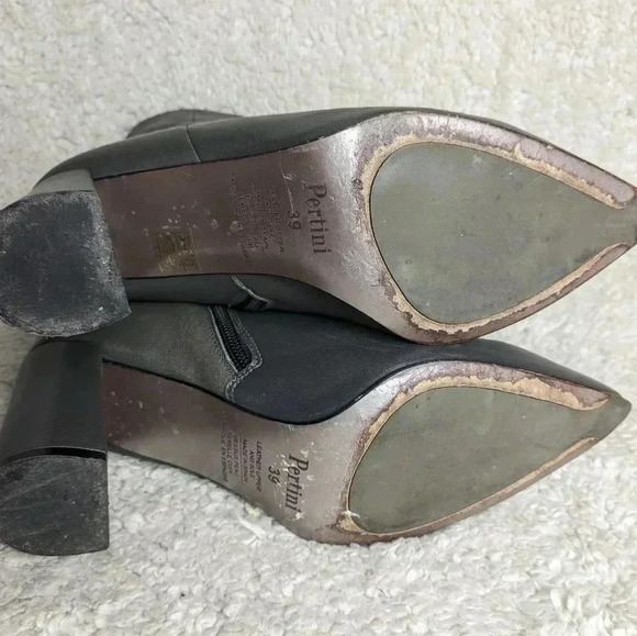 PERTINI Grey leather heel boots size 39= 8.5 US Made in Spain - Picture 8 of 14